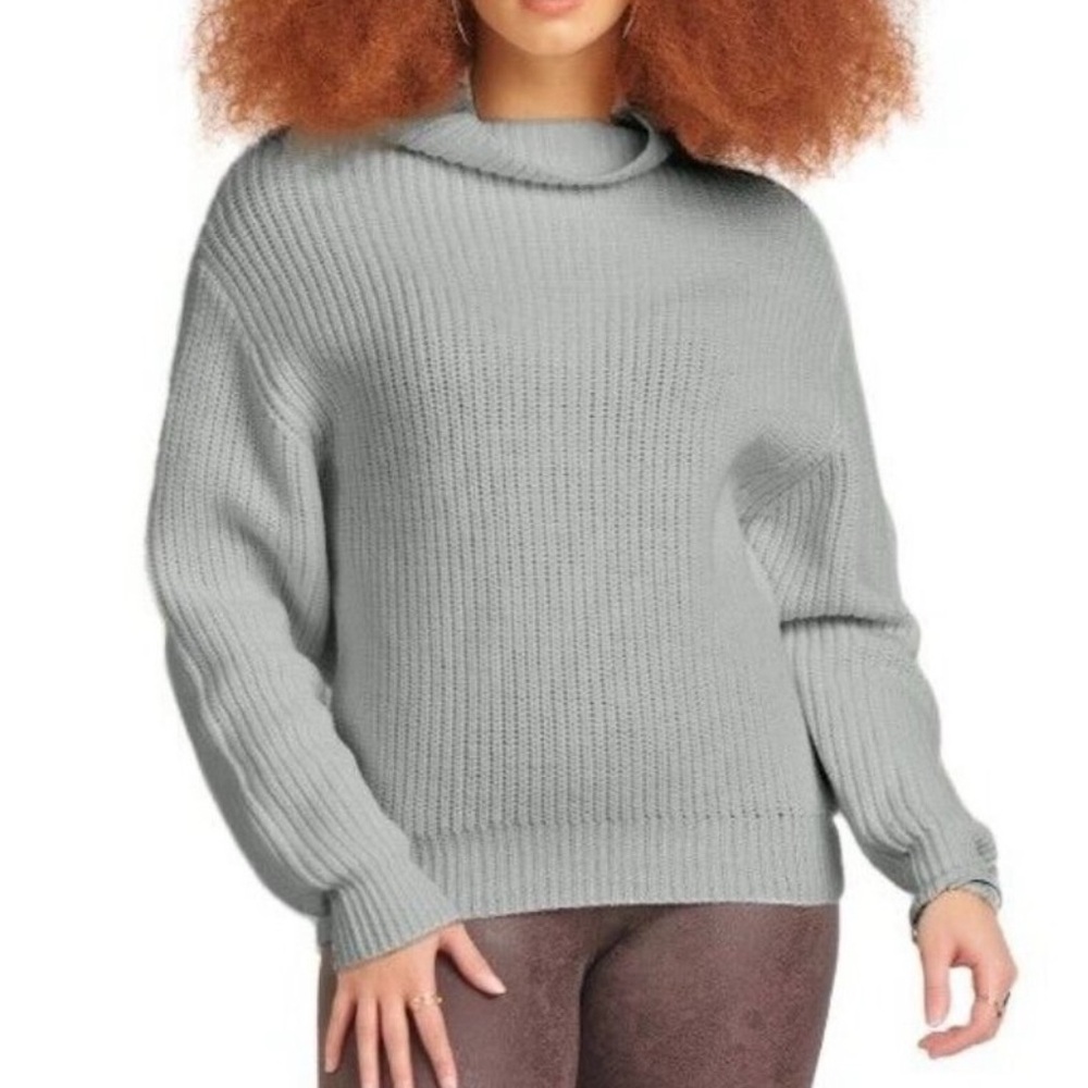 Black Tape‎ Women's Size M Mock-Neck Dolman Sleeve Pullover Sweater knit blue